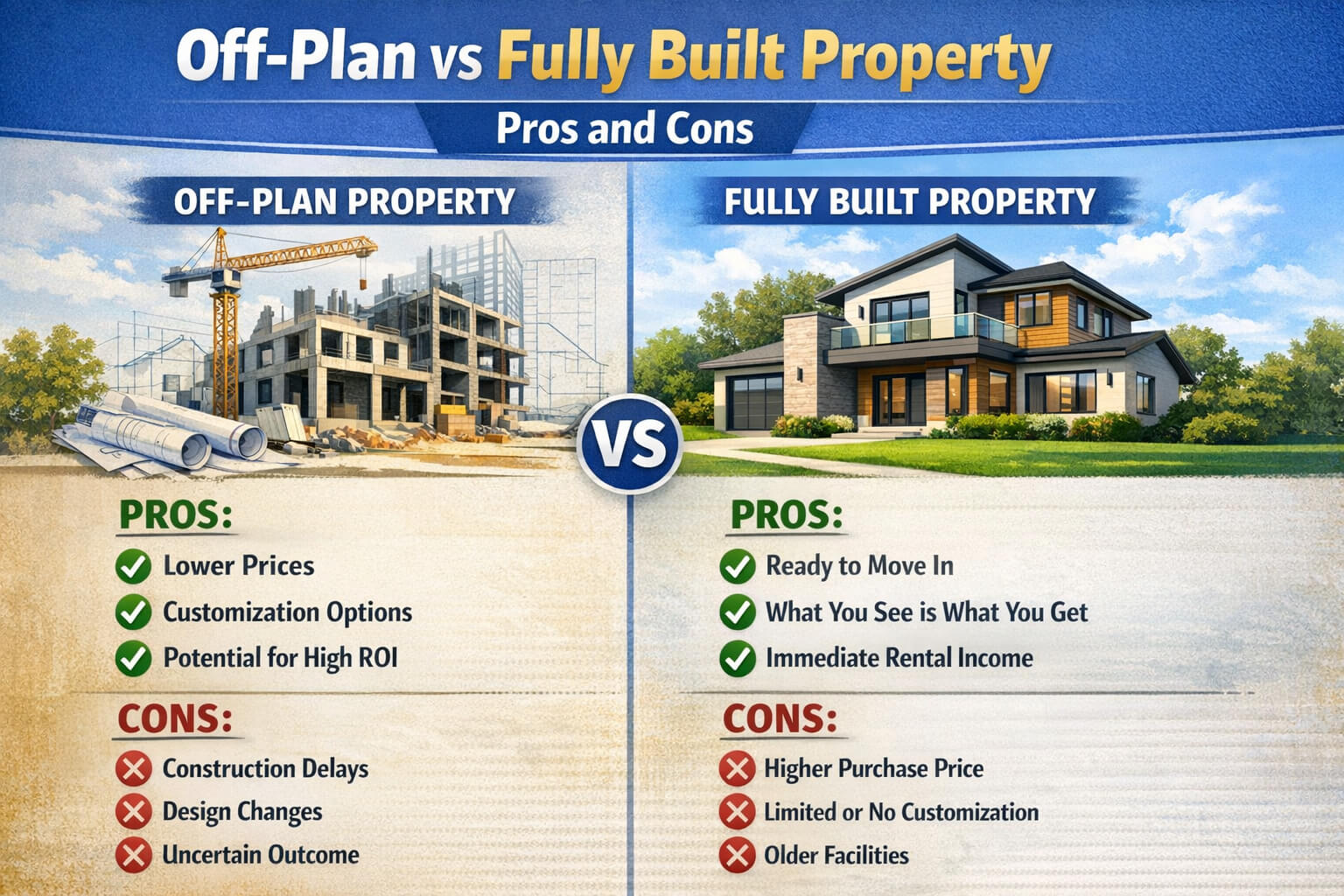 Off-Plan vs Fully Built Property: Pros and Cons 